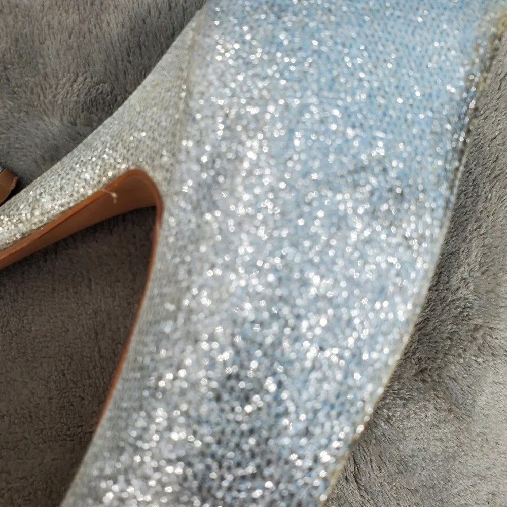 De Blossom Collection silver sparkle heels 8